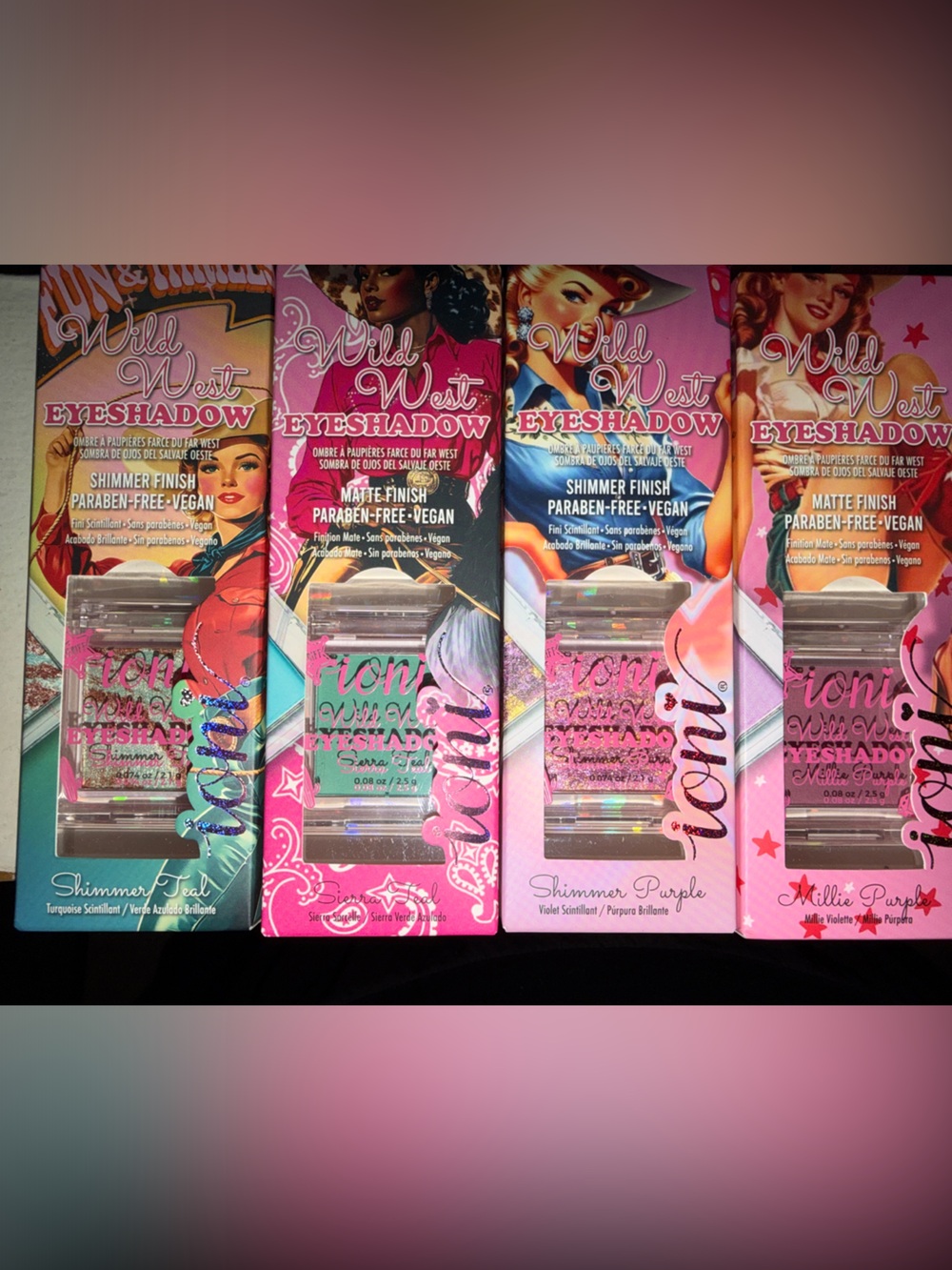 Ioni Pink Cowgirl Eyeshadows- set of 4